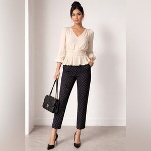 Philosophy Cream Blouse and Black Polka Dot Pants